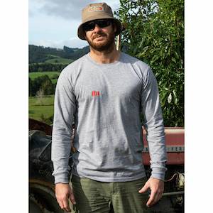 Long Sleeve Tee - Red Logo - Grey Marle