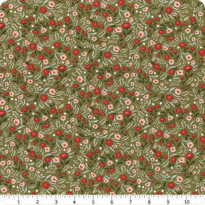 Christmas Fabrics: Lella Boutique Berry and Pine Christmas Posies - Sage