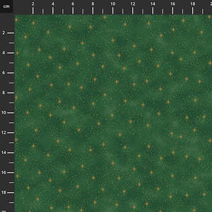 Stof We Love Christmas Stars and Spotty Green Gold