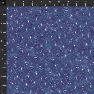 Stof We Love Christmas Stars and Spotty Dark Blue Silver