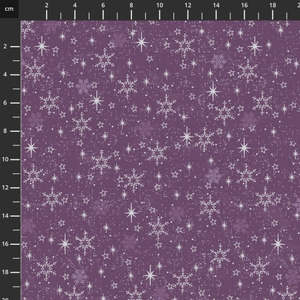 Stof We Love Christmas Stars and Starflakes Purple Silver