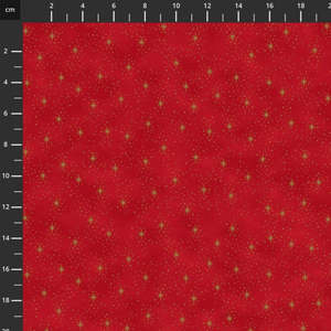 Stof We Love Christmas Stars and Spotty Red Gold