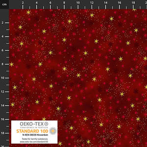 Christmas Fabrics: Stof Christmas Stars Burgundy Gold