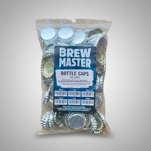Brew Master Bottle Caps / Crown Seals - Silver - 120 Caps