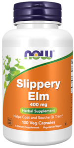 Be Pure Supplements: NOW Slippery Elm  400mg 100 capsules