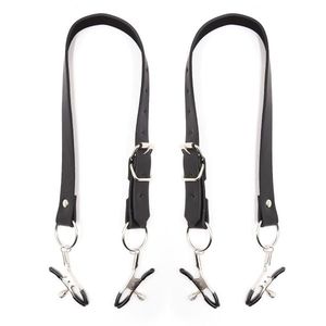 Bondage Faux Leather Spreader Straps Clitoral Clamps