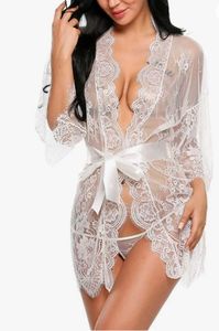 White Lace and Satin Robe SIZE S