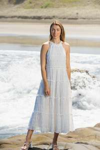 Amalfi White Shirred Maxi Dress