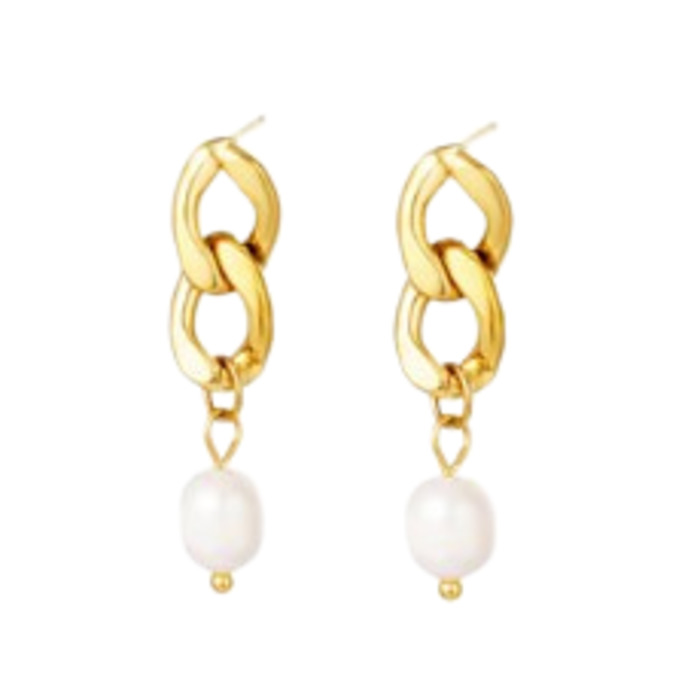 Accessories: Gigi Pearl Drop Earrings - 18K Gold