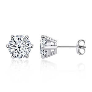 Aurora Moissanite Studs 1 Carat - Silver