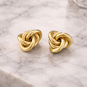 Accessories: Hailey Knot Earrings - 18K Gold
