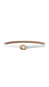 Accessories: Kelly Leather Belt - White