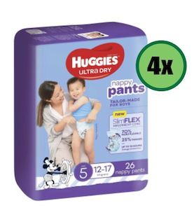 Baby: HUGGIES Diaper Pants Walker Boy 26 x 4 (WST $167.95 Excludes Taufusi Branch)