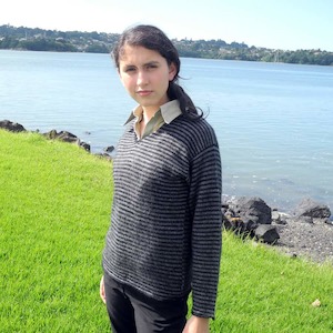 Products: Hand Knitted Ladies Jumper – Striped Alpaca SuriBol