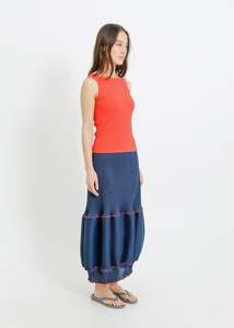 RANDI PLEAT SKIRT / TEAL-RED