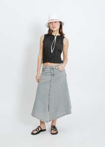 HUGH DENIM SKIRT / INDIGO BEIGE WASH