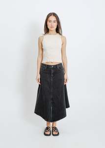 Skirts: HUGH DENIM SKIRT / BLACK