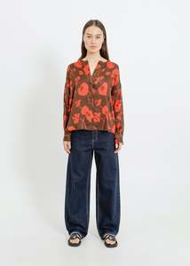 Shirts: GALEN SHIRT / FRAGILE BLOOMS - CHOCOLATE-POPPY