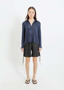 ORLANDO PLEAT SHIRT / NAVY