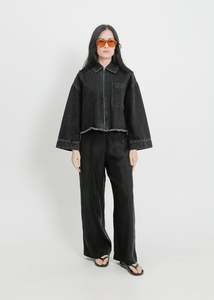 Black Coats: CHICAGO DENIM JACKET / BLACK