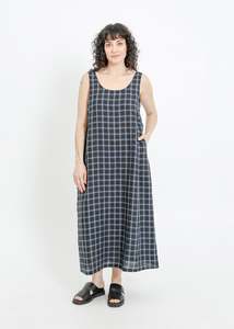 DION DRESS / BLACK-TEAL