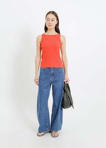 Knit Tops: RADAR KNIT TANK / RED