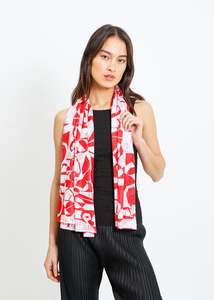 Winter Scarves: ROSE NOLAN PLEAT SCARF / WHITE-RED