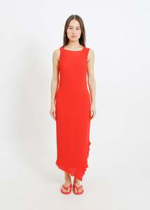 WILLOW PLEAT DRESS / RED