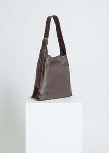 Accessories: JUNO LEATHER TOTE / MAHOGANY
