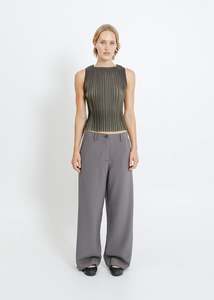 Tanks And Tees: WINN PLEAT TOP / BLACK-CHARTREUSE