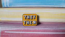 Alphabet Merch: Pin: They/Them Yellow