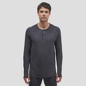 Le Bent Men's Lightweight Tech Henley Baselayer - Dark Cloud