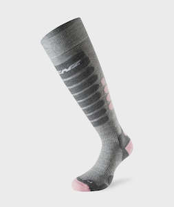 Snow Socks: Lenz Skiing 3.0 Socks Light Grey/Pink