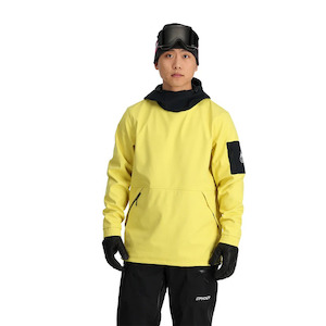 Mens Snowboard Jackets: Spyder Softshell Riding Hoodie - Yellow
