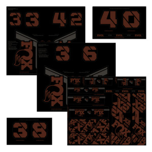 Fox Decal 2021 AM Custom, Fork & Shock Kit, Root Beer (FOX 803-01-737)