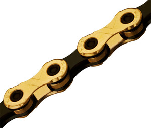 Mtb Drivetrain Components: KMC Chain X12 12spd 1/2" x 11/128" TI-N 126 Links Gold/Blk