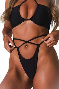 Mila - High Rise Thong Bikini Bottoms