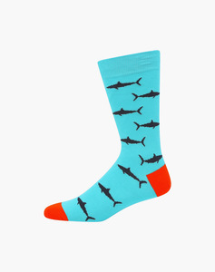 Men: Bamboozld Mens Sharks Bamboo Socks - Blue / R7-11
