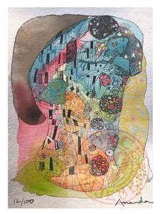 Day 12a/100 "The Kiss" ART PRINT from #watercolourconversation