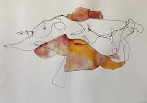 Available Works: Reclining Red (2022) ink on paper