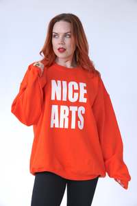 NICE ARTS unisex crewneck Made to Order - White Dots on Orange