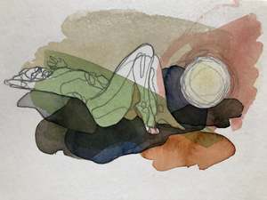 Studies: ‘Celestial Body #9' - acrylic + pencil on paper (2022)