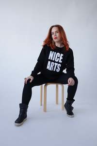 Nice Arts: NICE ARTS unisex crewneck - White on Black