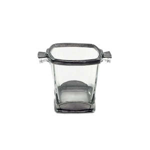 Square Pewter and Glass Ice Bucket