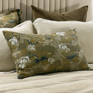 Waterlily Olive Pillowcase in Pair