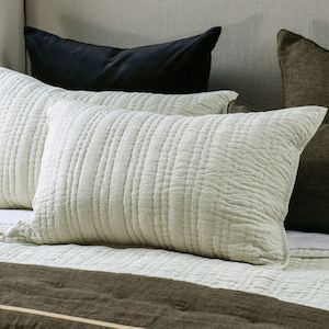 Pillowcases: Ricamo Oatmeal Pillowsham - Set of 2