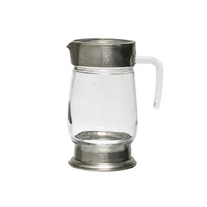 Jugs Pitchers: Glass and Pewter Jug -  Medium