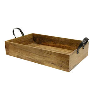 Trays Trolleys: Ploughmans Small Rectangle Tray Iron Handles
