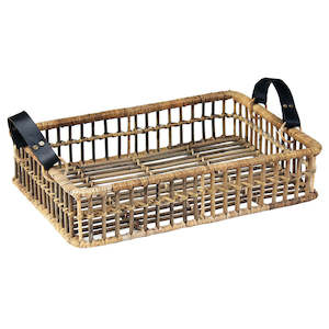 Trays Trolleys: Open Rattan Rectangular Serving Tray