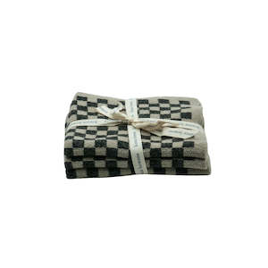 Tea Towels Wash Cloths: Chekka Washcloths: Graphite - Set of 3